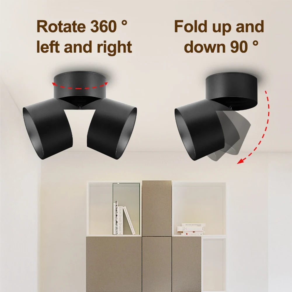 LED Spotlights 3 Color Change Room Decor Lamp Foldable Downlight 220v Home Ceiling Lamp for Kitchen Bedroom Living Room Led Spot