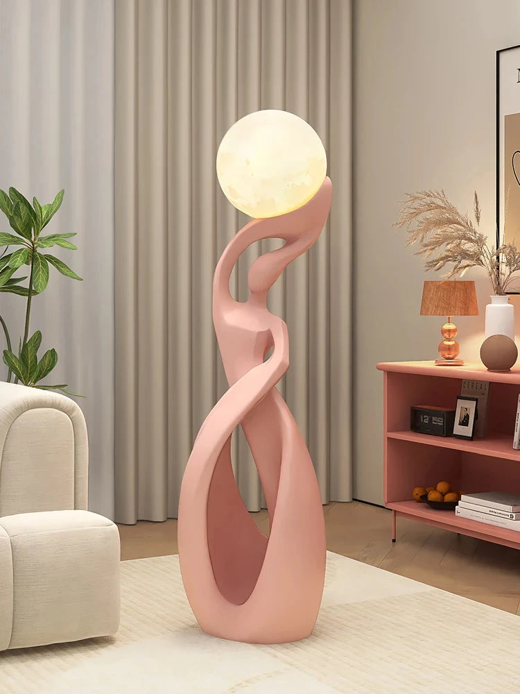 Decoração para casa estátua arte abstrata ornamentos nordic sala de estar grande piso escultura luminosa presente de inauguração estatuetas interiores