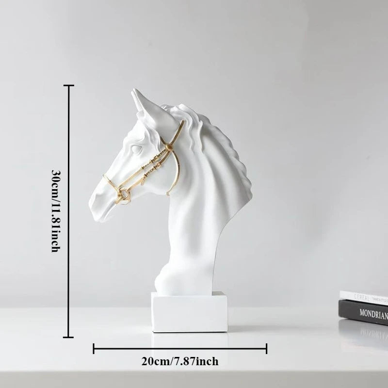 Escultura de Cabeça de Cavalo em Resina
