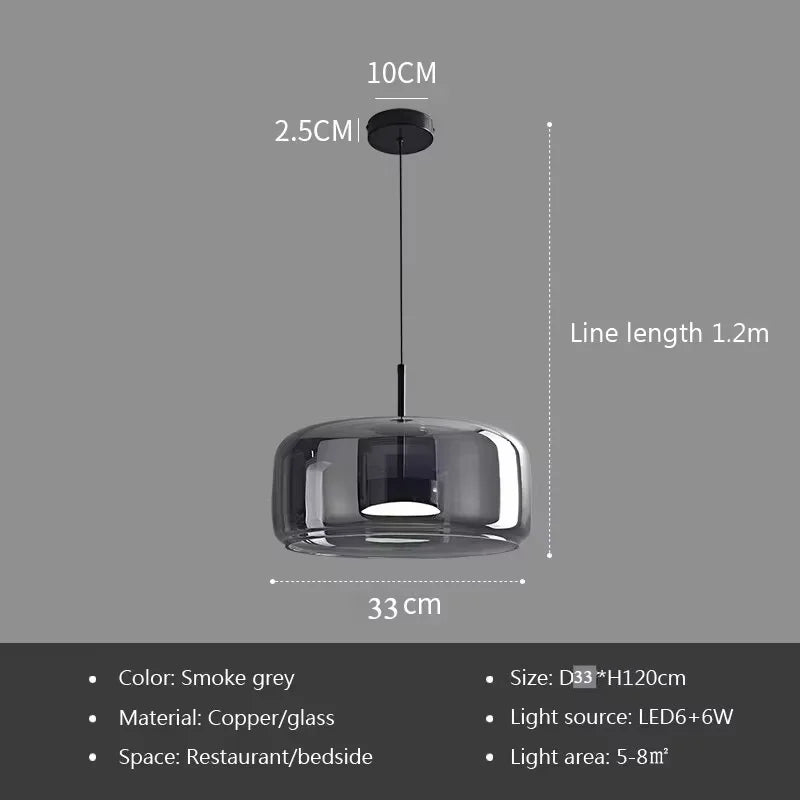 Luminária Pendente de Vidro LED Nórdica Moderna