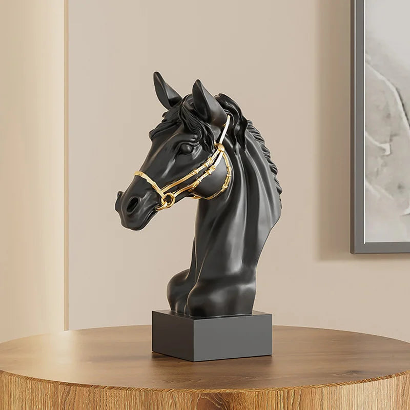 Galloping Horse Head Resin Sculpture Statue Modern Abstract Home Decor Office Desk Art Piece Elegant Gift for Equestrian Lovers