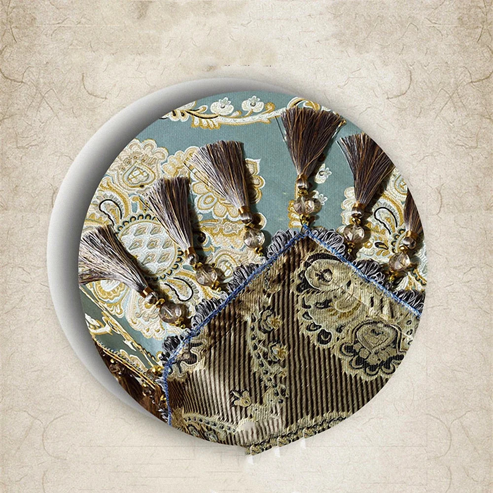 Beige Royal Luxury Jacquard Table Runner European Delicate Tassel Pendant Tablecloth Table Cover for Wedding Hotel Dinner Party