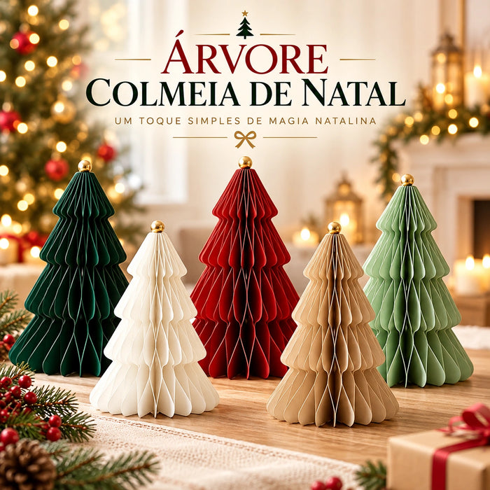Árvore de Natal 3D em Papel Colmeia Decorativo