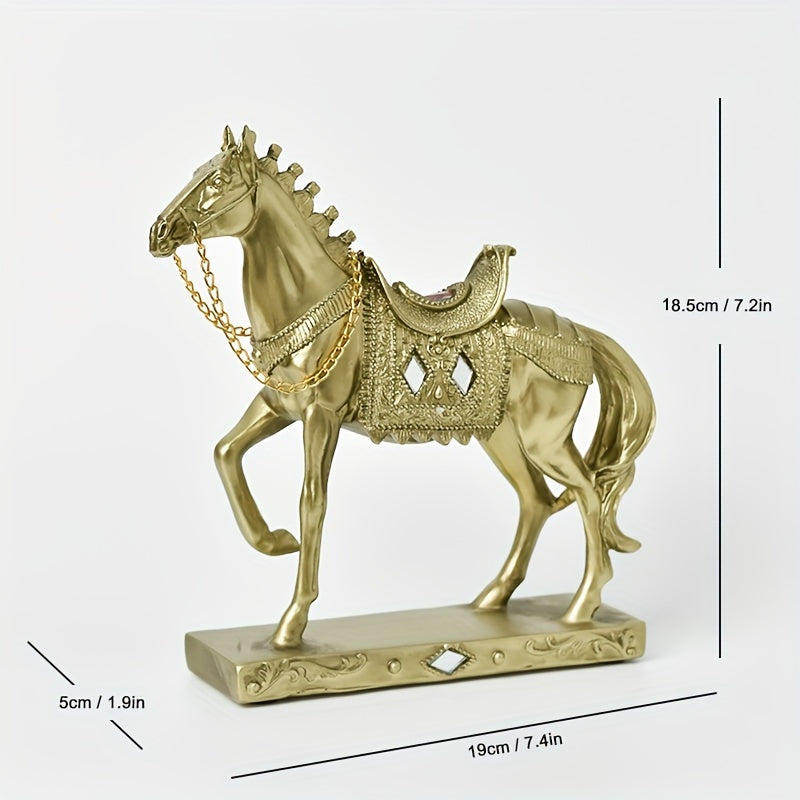 1pc Figura de Cavalo de Resina ABS Elegante - Decoração Moderna de Luxo Leve para Sala de Estar, Escritório ou Mesa de Chá | Design Detalhado de Selim e Arreios | Presente Ideal para Amigos e Formandos, Presente de Formatura | Design de Cavalo Moderno | Artesanato Detalhado, Decoração de Cavalo