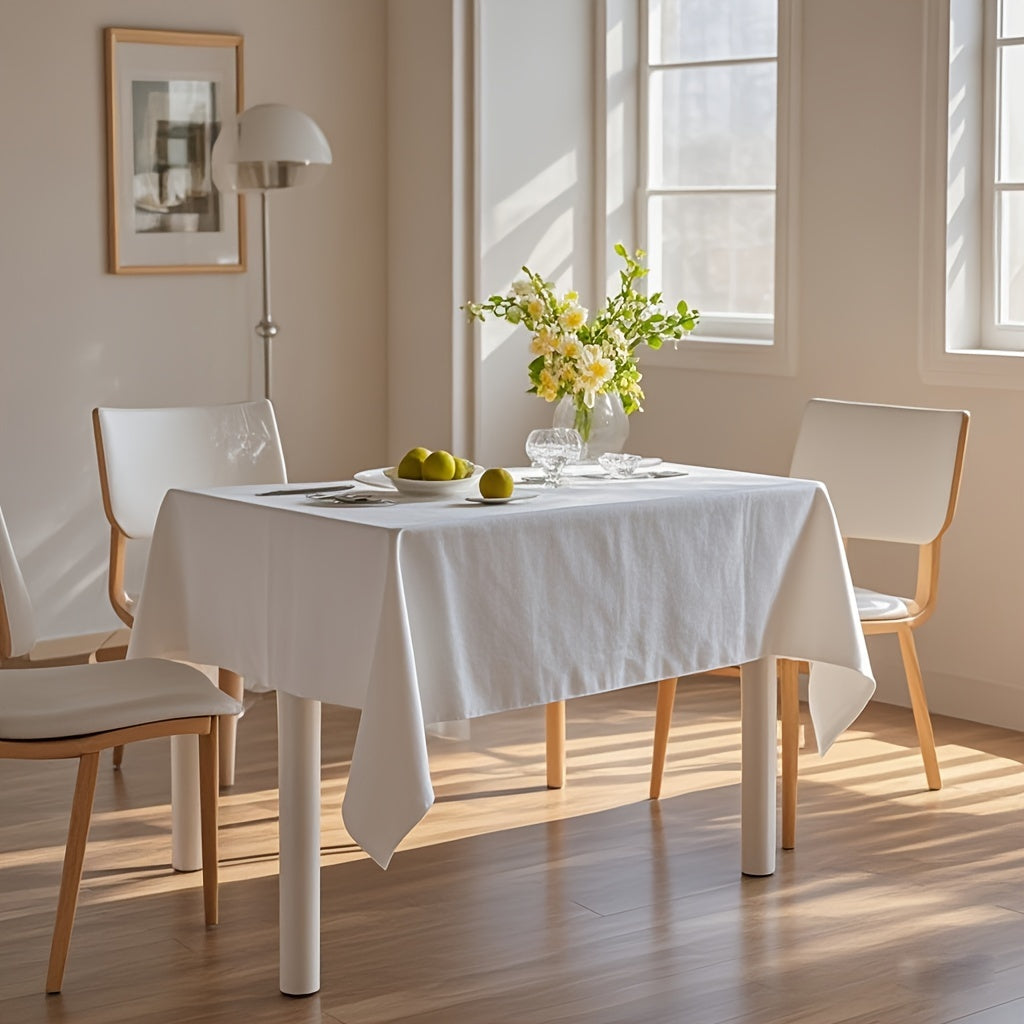 Toalha de Mesa Retangular Branca Elegante - Perfeita para Casamentos, Festas & Eventos ao Ar Livre - Poliéster Durável, Vários Tamanhos Disponíveis