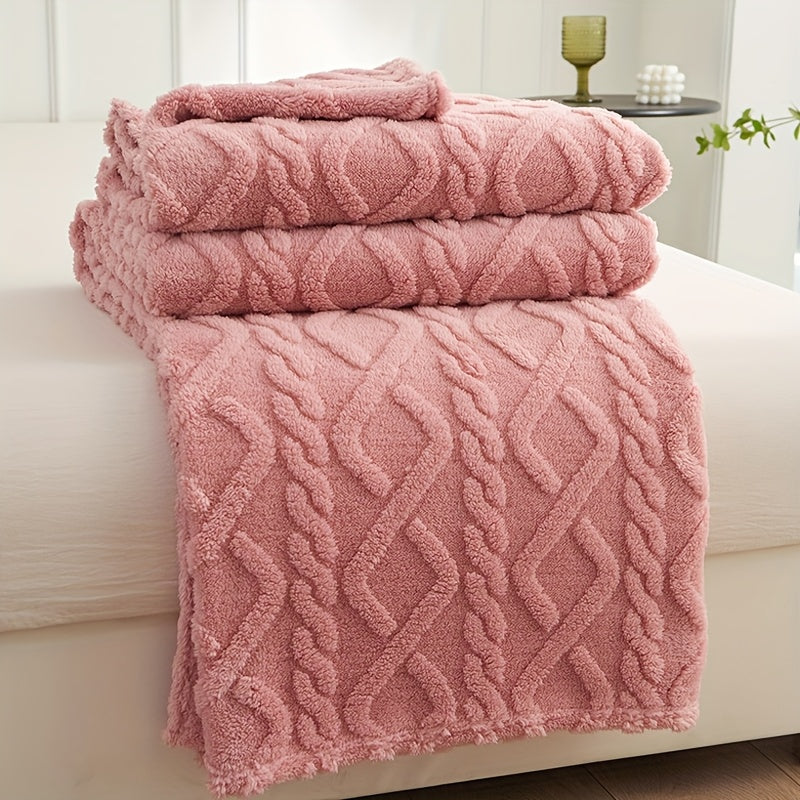 Manta Moderna 3D Jacquard com Padrões Geométricos, Microfibra Super Macia, Lã Leve e Confortável para Sofá, Cama, Cadeira, Adequada para Todas as Estações