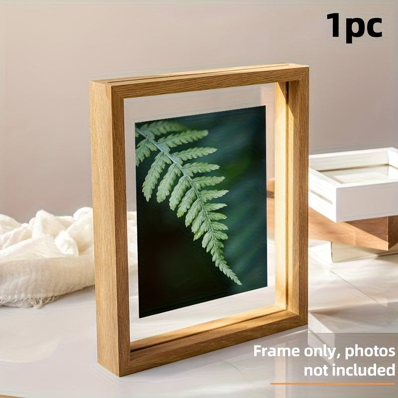 1 Moldura de Fotos Flutuante de Madeira, Disponível em Múltiplas Cores - Design Clássico e Moderno com Dupla Camada de Acrílico Transparente, Moldura para Pendurar Horizontal/Vertical, Ideal para Fotos Pequenas, Paisagens, Retratos, Pets, Arquitetura - Painel Protetor Transparente, Fácil de Instalar