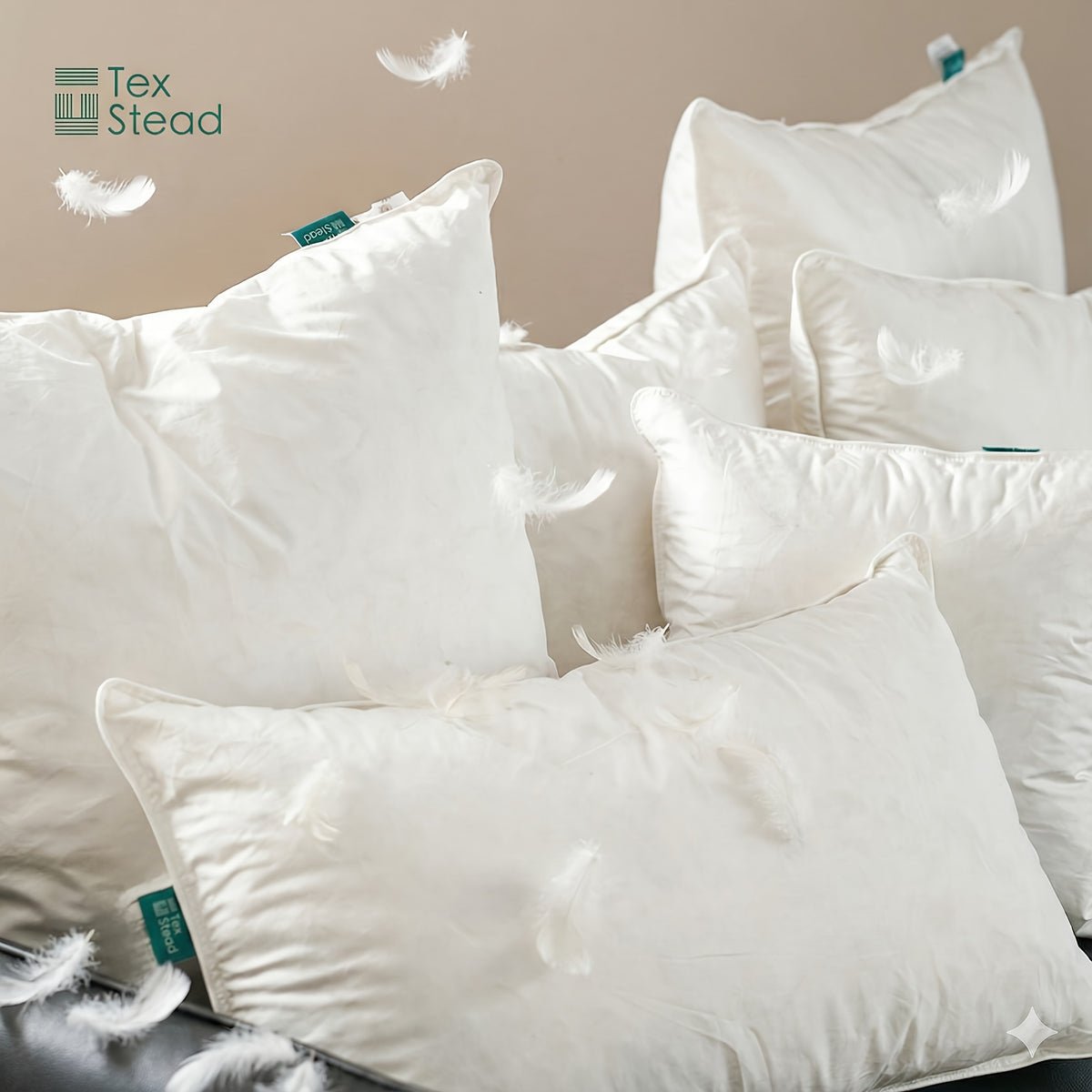 1pc Almofada de penas de ganso de luxo - Ultra-mole, de duas camadas, almofada quadrada decorativa branca com enchimento de alta qualidade para sofá, sofá e cama, estilo contemporâneo, lavável à máquina, almofada de sofá | Luxo decorativo | Almofada de penas fofa, almofada decorativa