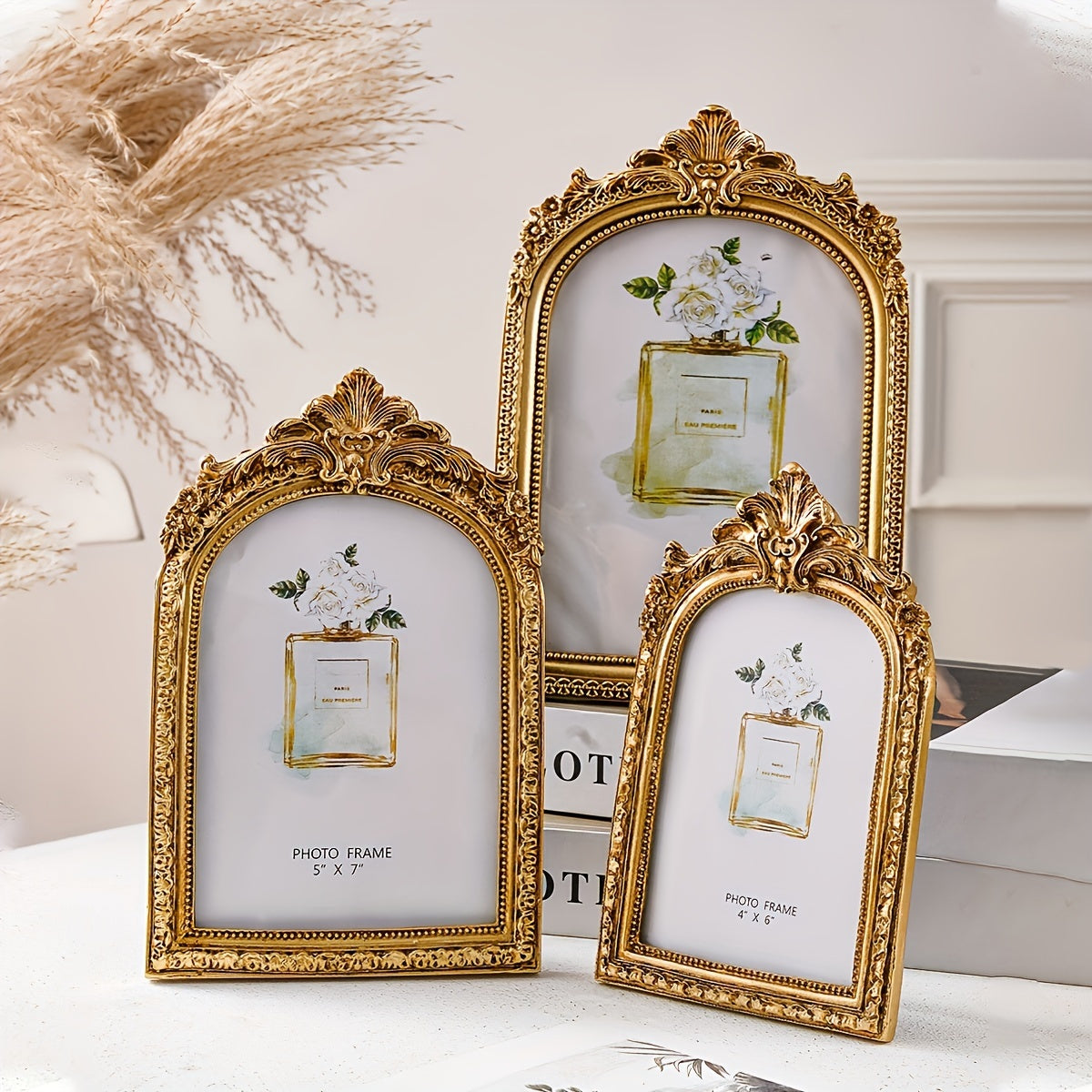 1 Moldura de Foto de Resina Dourada Luxuosa - Decoração de Casamento, Exposição de Arte para Casa, Moldura Barroca Dourada de Alta Qualidade - Lembrança de Casamento, Novo Tendência na Decoração de Casa