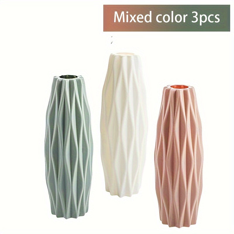 Conjunto de várias peças de vasos de plástico nórdicos, imitando vasos de cerâmica, adequados para decoração de sala de estar e mesa de jantar em casa, decoração de Dia de São Patrício e Páscoa, decoração de sala de beleza, decoração de casa de primavera