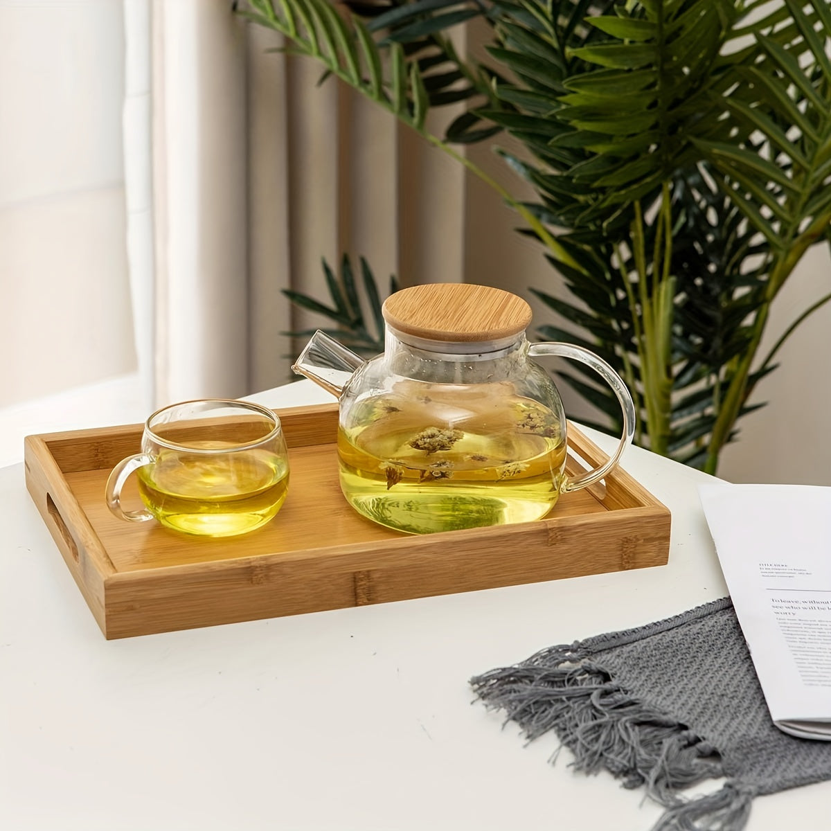 Bandeja de Servir com Alças, Bandeja de Bambu para Café da Manhã, Bandejas de Madeira para Comer, Trabalhar, Armazenar, Usada no Quarto, Cozinha, Sala de Estar, Banheiro, Hospital e ao Ar Livre