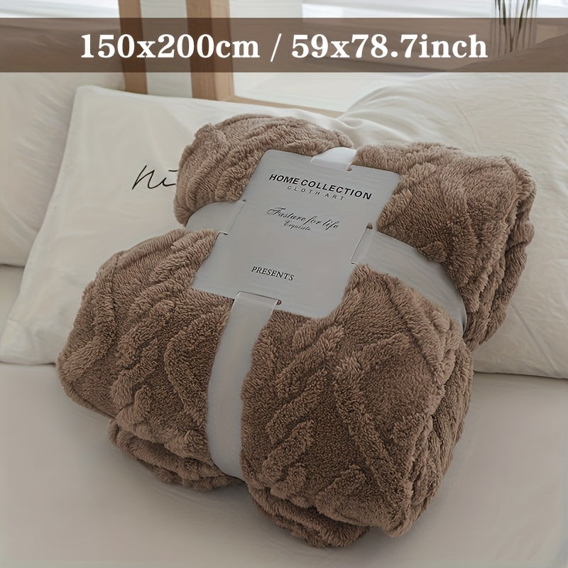 Manta Moderna 3D Jacquard com Padrões Geométricos, Microfibra Super Macia, Lã Leve e Confortável para Sofá, Cama, Cadeira, Adequada para Todas as Estações