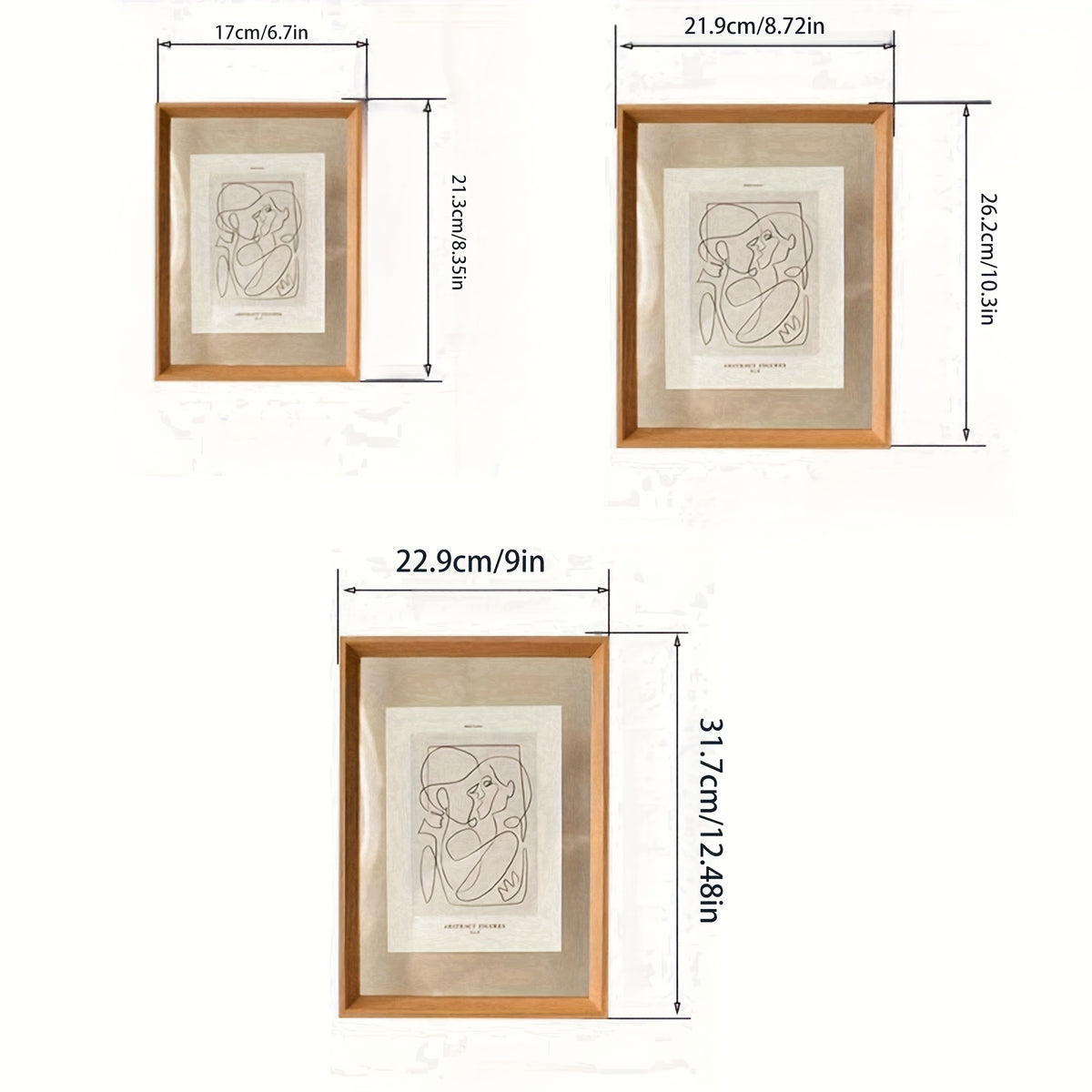 1 peça Moldura Flutuante 8,5x11, 8x10, 6x8, Moldura de Vidro Dupla Camada, Moldura de Madeira, Exibe Fotos de até 21,59x27,94 cm em Qualquer Tamanho, Montável na Parede ou de Apoio de Mesa, Madeira Natural