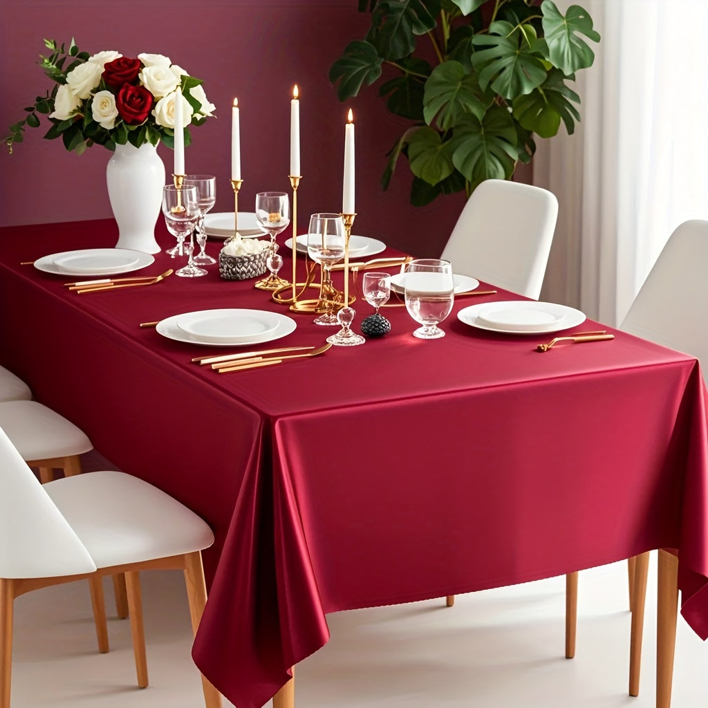 Toalha de Mesa Luxuosa Borgonha - Poliéster, Retangular para Casamentos, Aniversários, Jantares, Buffets, Piqueniques & Mais - Decoração Versátil para Feriados
