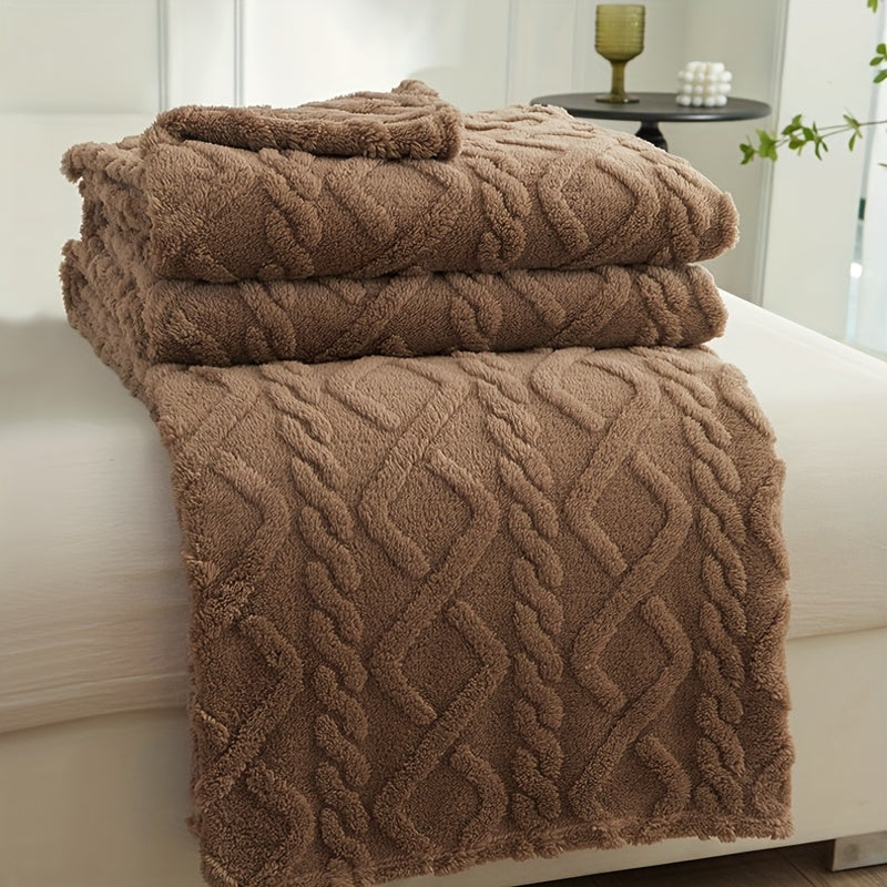 Manta Moderna 3D Jacquard com Padrões Geométricos, Microfibra Super Macia, Lã Leve e Confortável para Sofá, Cama, Cadeira, Adequada para Todas as Estações