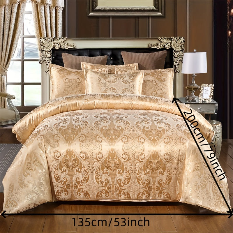 3 peças, conjunto de capa de edredom de cetim jacquard estilo europeu, conjunto de três peças, uma capa de edredom e um par de fronhas, sem núcleo interno.