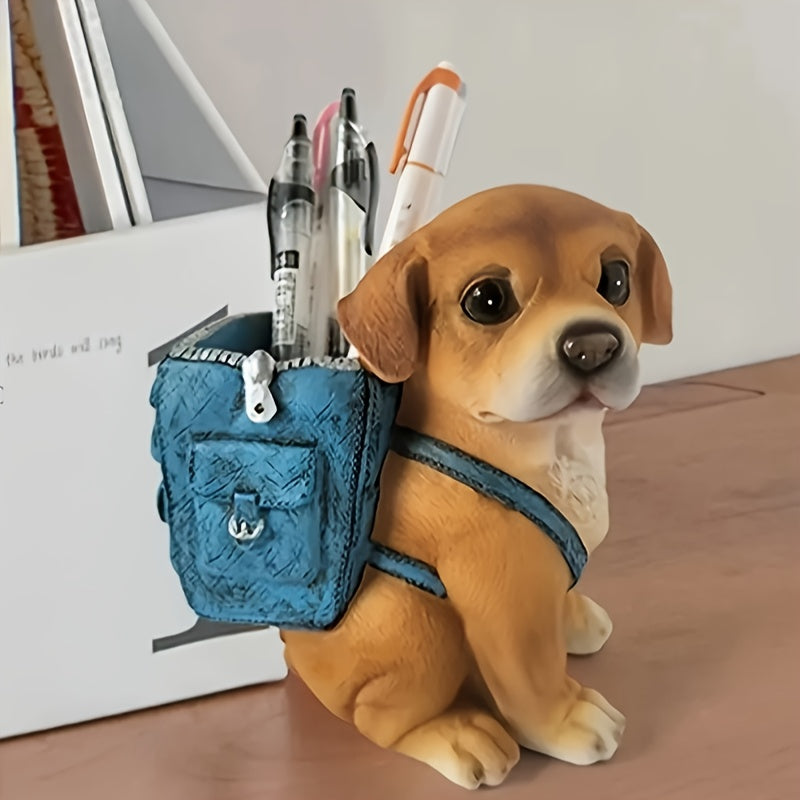 Porta-Canetas Cachorrinho com Mochila Decorativo