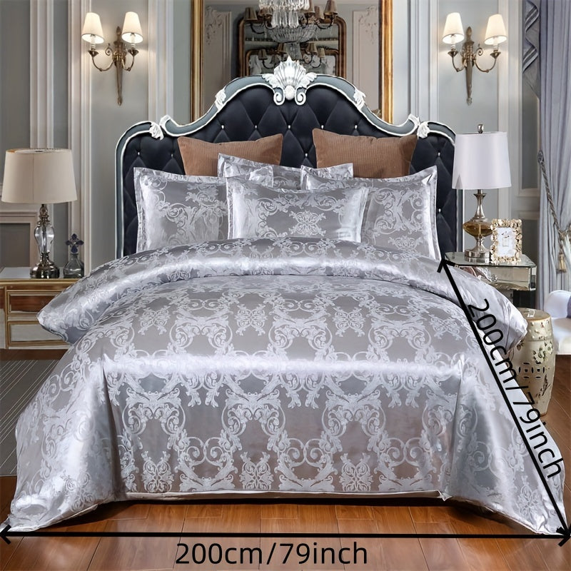 3 peças, conjunto de capa de edredom de cetim jacquard estilo europeu, conjunto de três peças, uma capa de edredom e um par de fronhas, sem núcleo interno.
