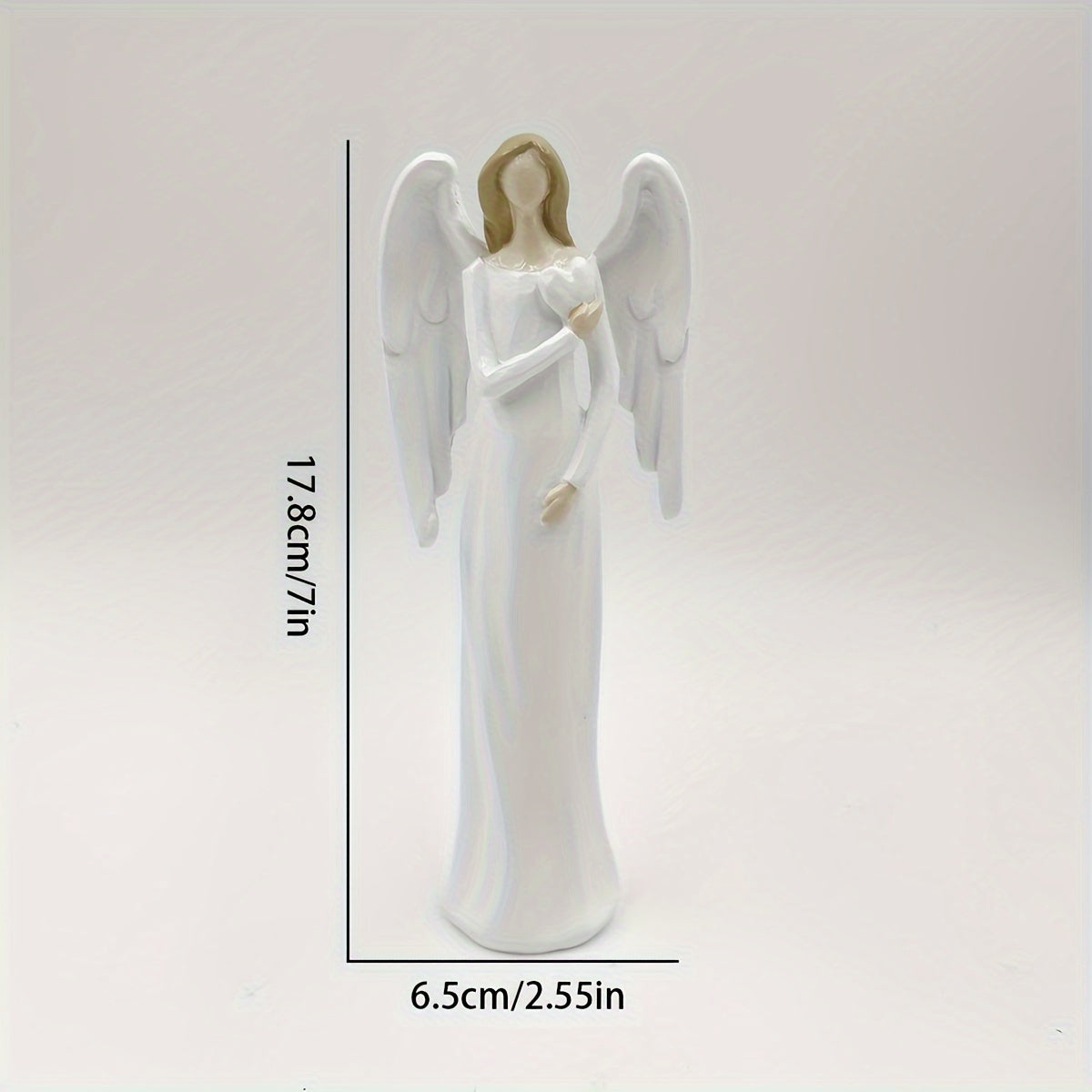 Estatueta Elegante de Anjo Guardião Branco - Escultura de Anjo de Oração com Braços Estendidos e Resina Durável em Camadas, Decoração de Mesa para Igreja, Casamento, Presente Espiritual de Amor, Decoração Externa, Figura Decorativa de Anjo com Asas Intrincadas e Vestido Fluido, Perfeita para Ação de