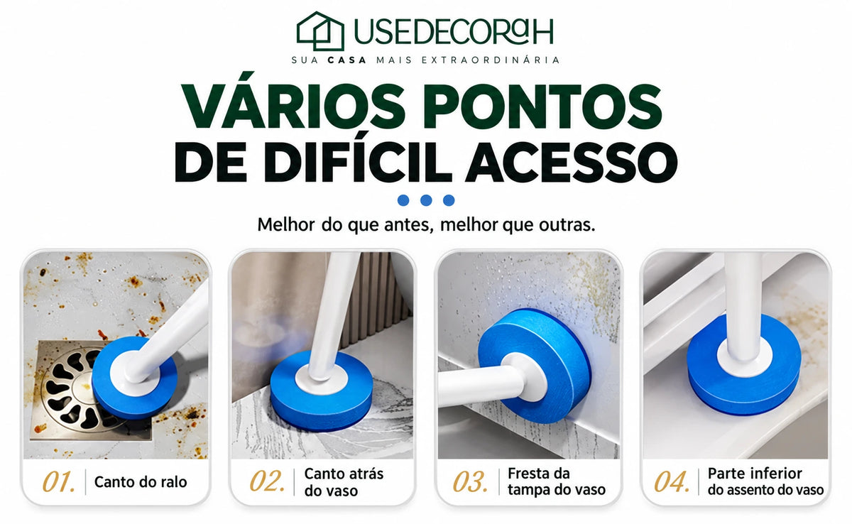 Escova Sanitária Descartável com Refis e Suporte de Parede