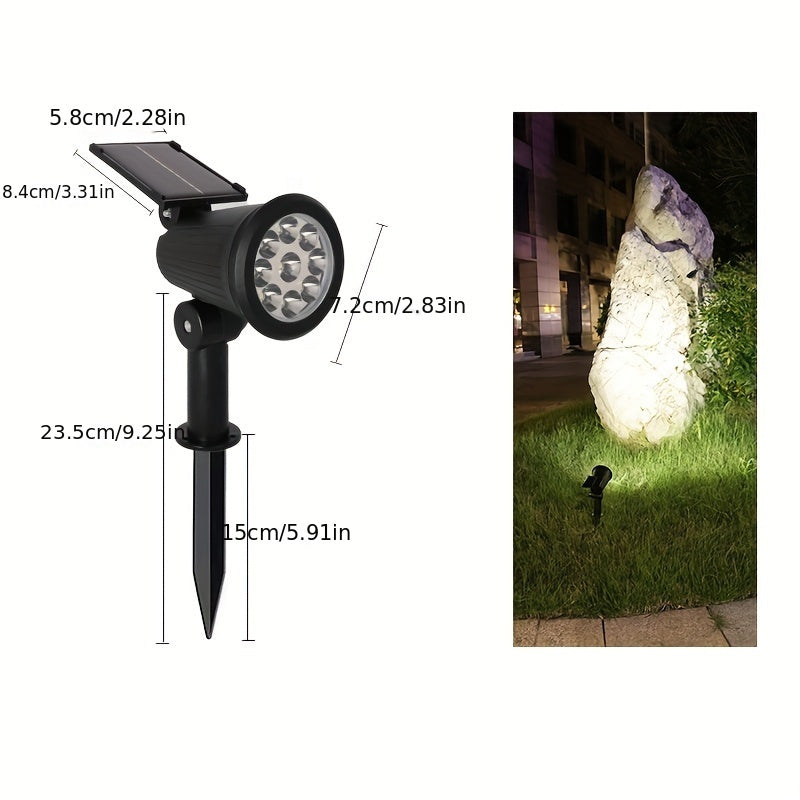 1 unidade de Refletor Externo com 9 LEDs, Detecção de Movimento e Cristal - Solar para Jardim, Gramado, Caminho, Varanda - Plástico Durável e Econômico, Ligar/Desligar