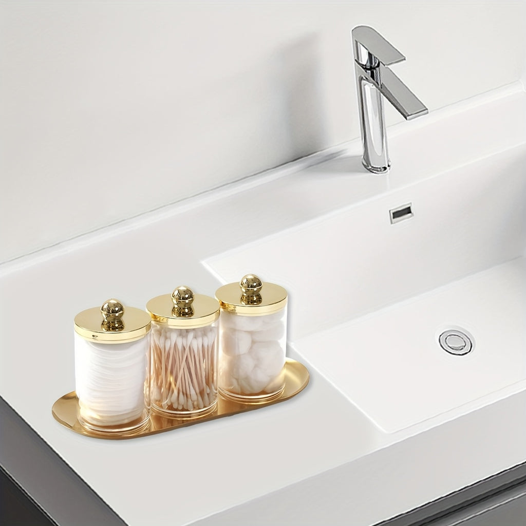 Conjunto de Porta-Cotonetes Acrílico com Bandeja