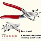Heavy-Duty Rotary Leather Hole Punch with Ergonomic Handle And Multi-Size Punch Kit - Manual Lever Mechanism for Precise Round/Square/Rectangular/Star/Heart/Clover Holes - Suitable for Belts, Watch Bands, Leather Crafts