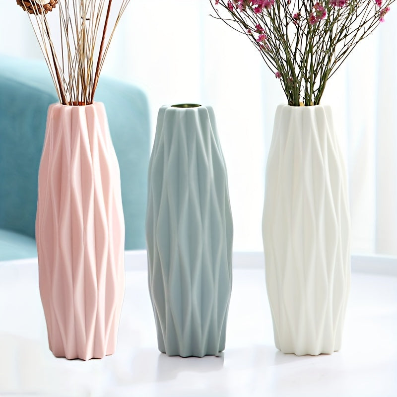 Conjunto de várias peças de vasos de plástico nórdicos, imitando vasos de cerâmica, adequados para decoração de sala de estar e mesa de jantar em casa, decoração de Dia de São Patrício e Páscoa, decoração de sala de beleza, decoração de casa de primavera