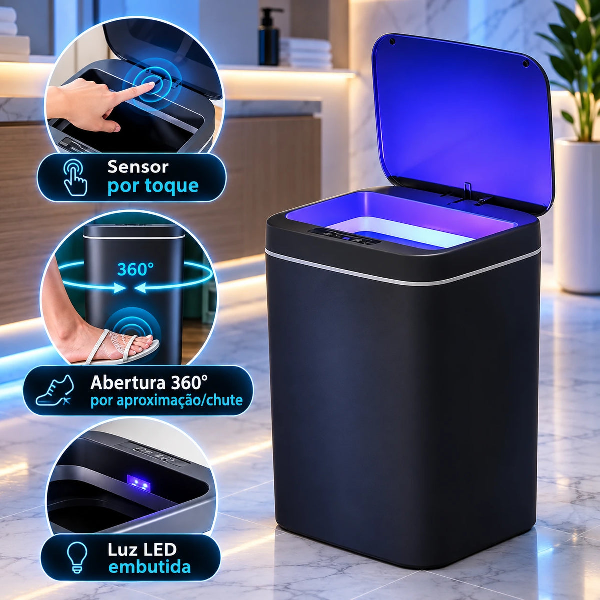 Lixeira Automática com Sensor de 16 Litros