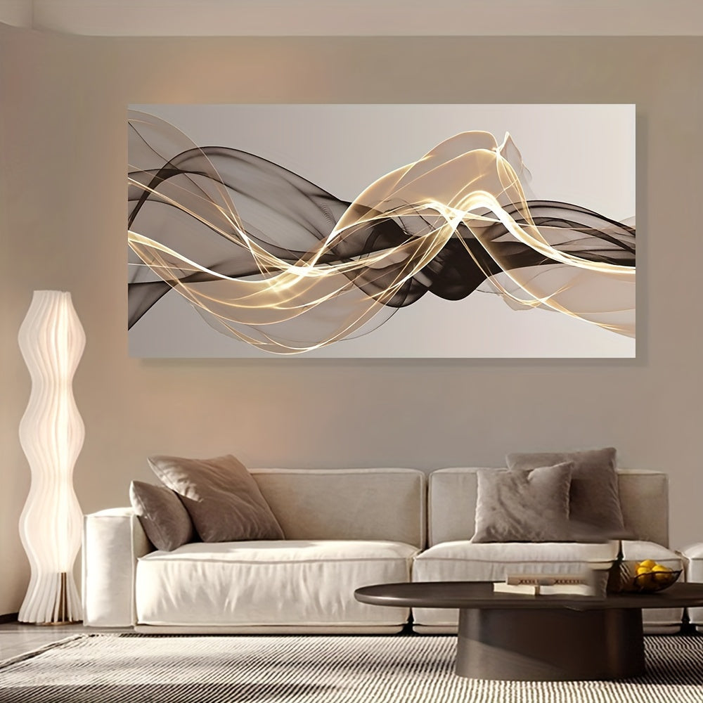 Decoração de Parede em Tela Sem Moldura [2D Flat] com Arte de Linhas Abstratas Modernas 2D Flat, Medindo 23X119.99Cm, Perfeita para um Quarto Minimalista Nórdico, Sala de Estar ou Corredor.