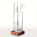 Suporte Elegante para Incenso de Madeira e Vidro com Detalhes Dourados - Não Precisa de Eletricidade, Design Seguro de Ventilação de Fumaça para Yoga, Decoração de Casa e Relaxamento, Suporte para Varetas de Incenso, Estilo Contemporâneo, Design Minimalista, Construção em Vidro Durável, Acabamento