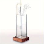 Suporte Elegante para Incenso de Madeira e Vidro com Detalhes Dourados - Não Precisa de Eletricidade, Design Seguro de Ventilação de Fumaça para Yoga, Decoração de Casa e Relaxamento, Suporte para Varetas de Incenso, Estilo Contemporâneo, Design Minimalista, Construção em Vidro Durável, Acabamento