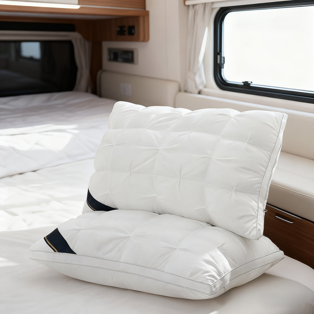 2 unidades/1 unidade Almofadas de Luxo com Qualidade de Hotel 5 Estrelas - 800g Suporte de Pescoço para Sono Profundo, Núcleo Anti-Descaimento para Todas as Estações, Tecido de Poliéster Hipoalergénico para Quartos de Casa e Autocaravanas, Hotéis, Adequadas para Todas as Estações, Roupa de Cama, Conforto de Viagem, Design Elegante