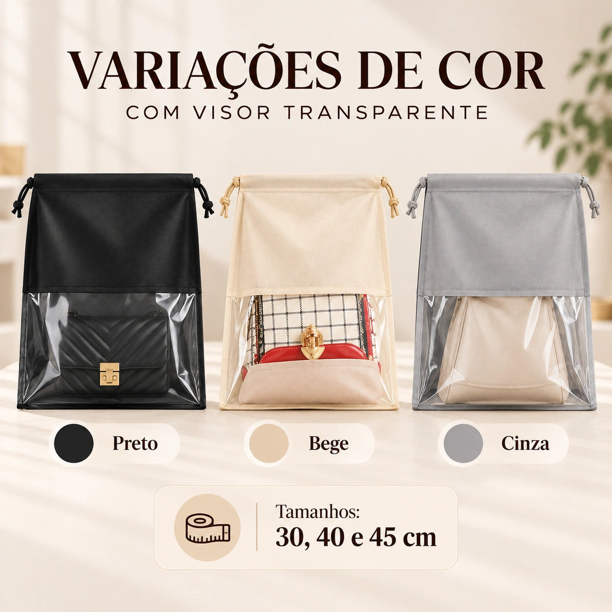 Kit Sacos Protetores com Visor Transparente