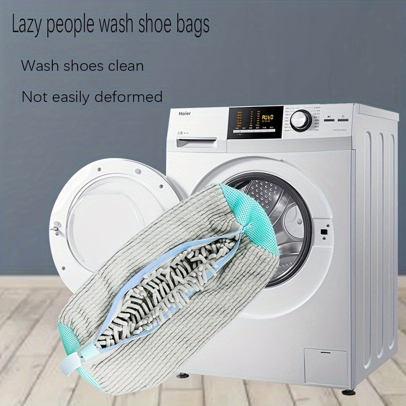 Saco de Lavagem para Sapatos na Máquina de Lavar, Fibra Macia com Envolvimento 360°, Zíper Durável e Reutilizável para Tênis e Sapatos