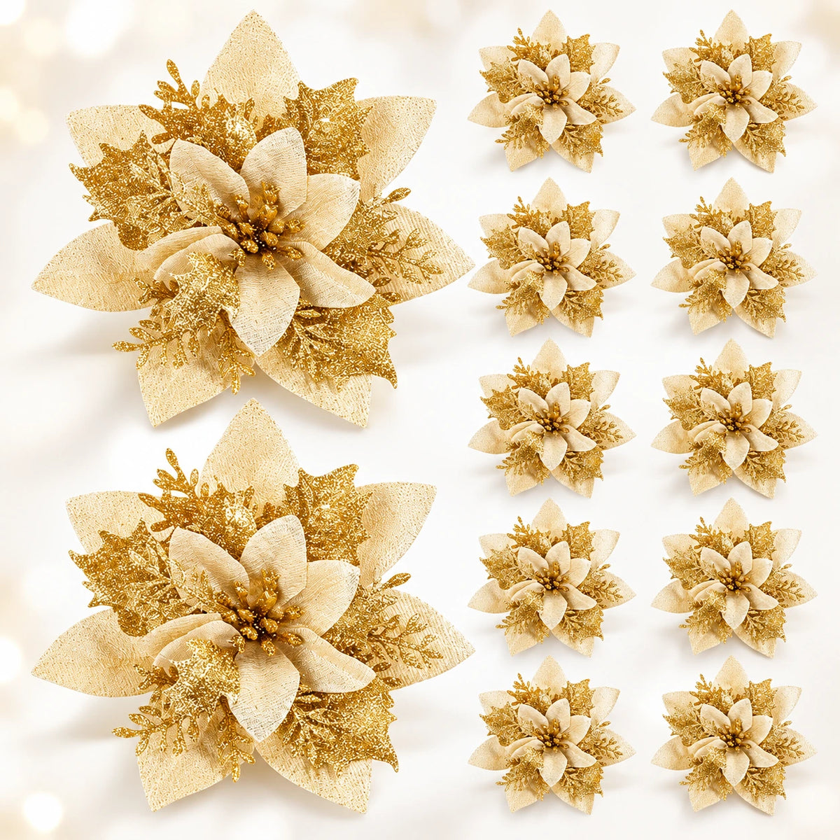 Flores Natalinas com Glitter para Árvore