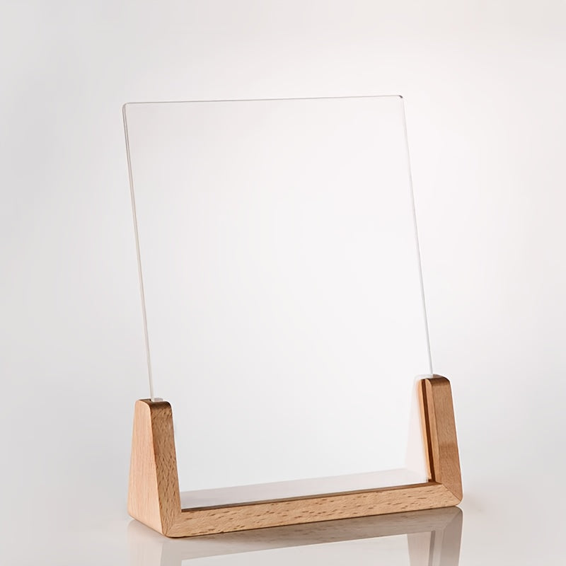 1pc Moldura Retangular Vertical de Madeira em Forma de U Clássica - Suporte para Fotos DIY para Casamentos, Formaturas, Decoração de Escritório e Casa, Organizador de Mesa Durável com Design Atemporal