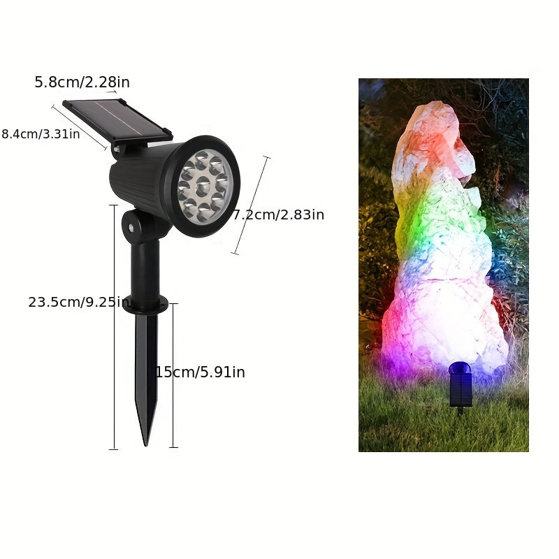 1 unidade de Refletor Externo com 9 LEDs, Detecção de Movimento e Cristal - Solar para Jardim, Gramado, Caminho, Varanda - Plástico Durável e Econômico, Ligar/Desligar