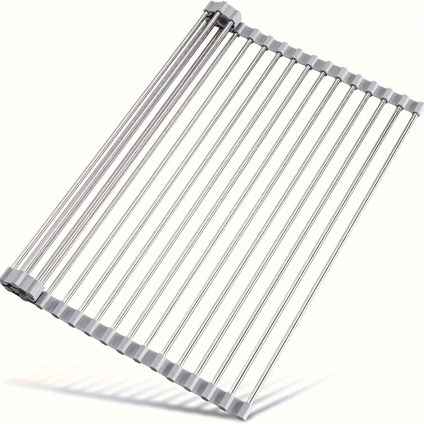 1pc, Deluxe Stainless Steel Roll-Up Dish Drying Rack - Space-Saving Over The Sink Design, Multifunctional Dish Drain Rack, Portable Rolling Rack, Sink Mat, Easy Storage, Rust-Resistant, Durable, And Compact Kitchen Tool, Drain Rack