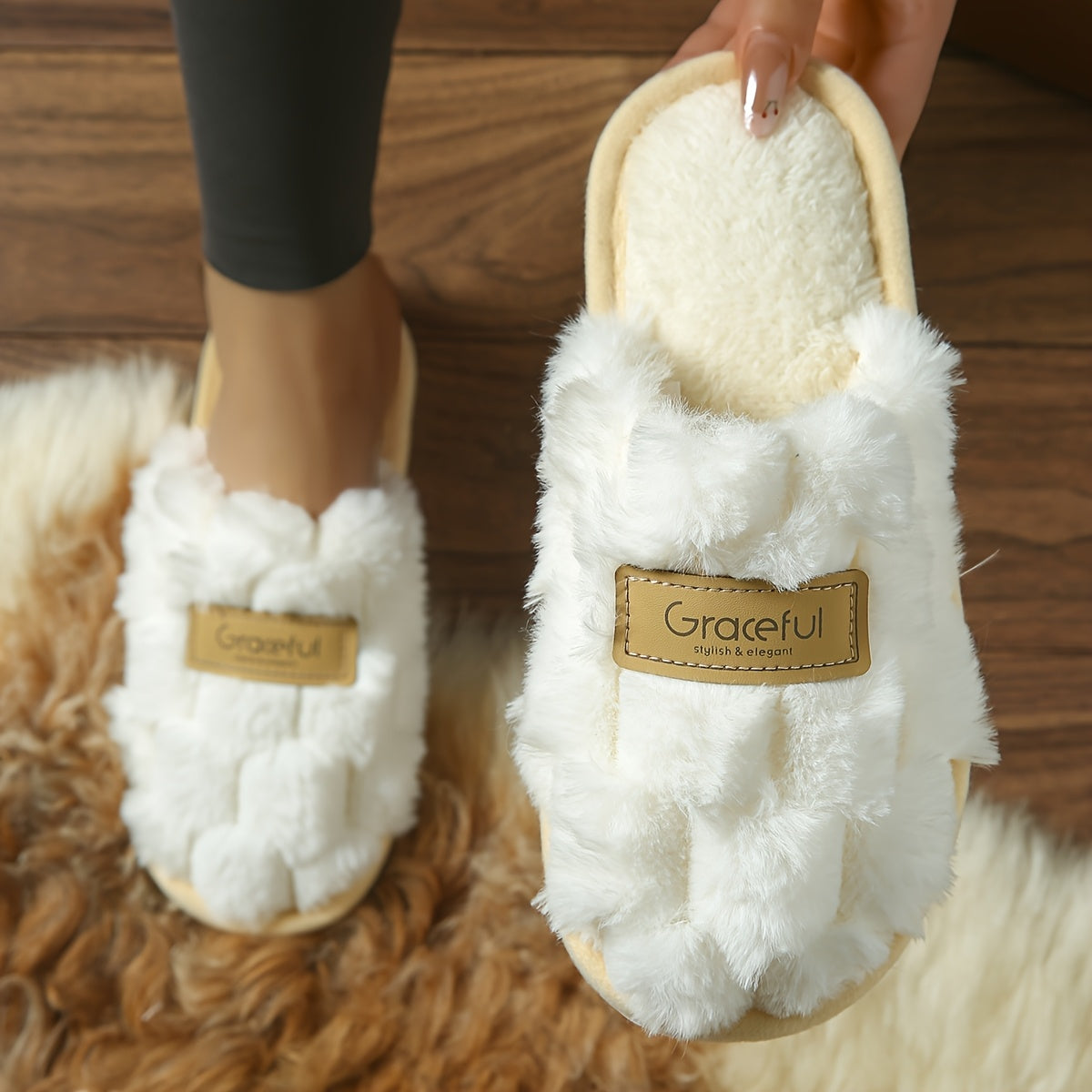 Chinelos de Interior Elegantes e Aconchegantes para Mulher, Calçado de Casa Moderno e Fácil de Usar com Aconchego e Quentura, Sapatos de Mulher