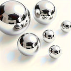 Conjunto de 6 Esferas Decorativas Ocas Redondas em Aço Inoxidável - Tamanhos variando de 0,79 a 5,99 cm, Ornamentos de Metal com Extremidade Espelhada para Escadas e Janelas, Esculturas de Jardim e Esferas Refletoras, Contas Flutuantes em Aço Inoxidável, Fontes de Luz Prateadas