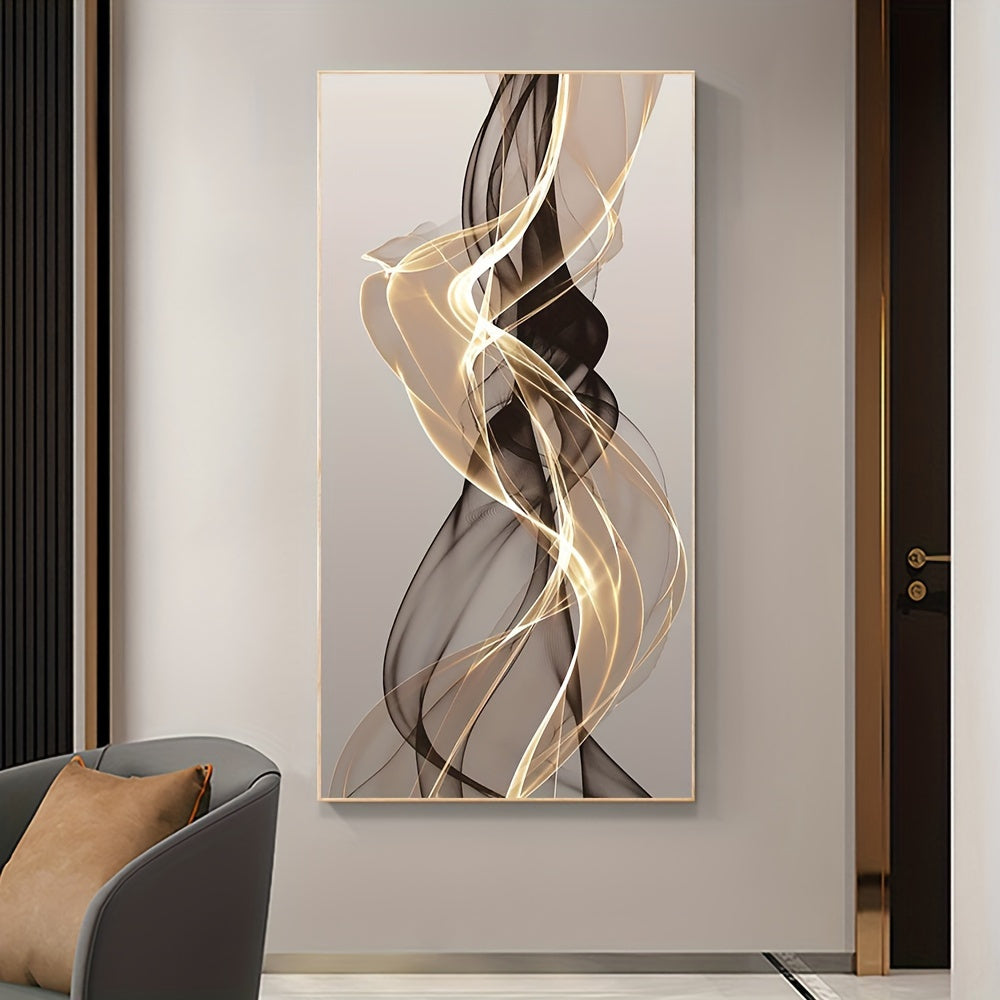 Decoração de Parede em Tela Sem Moldura [2D Flat] com Arte de Linhas Abstratas Modernas 2D Flat, Medindo 23X119.99Cm, Perfeita para um Quarto Minimalista Nórdico, Sala de Estar ou Corredor.