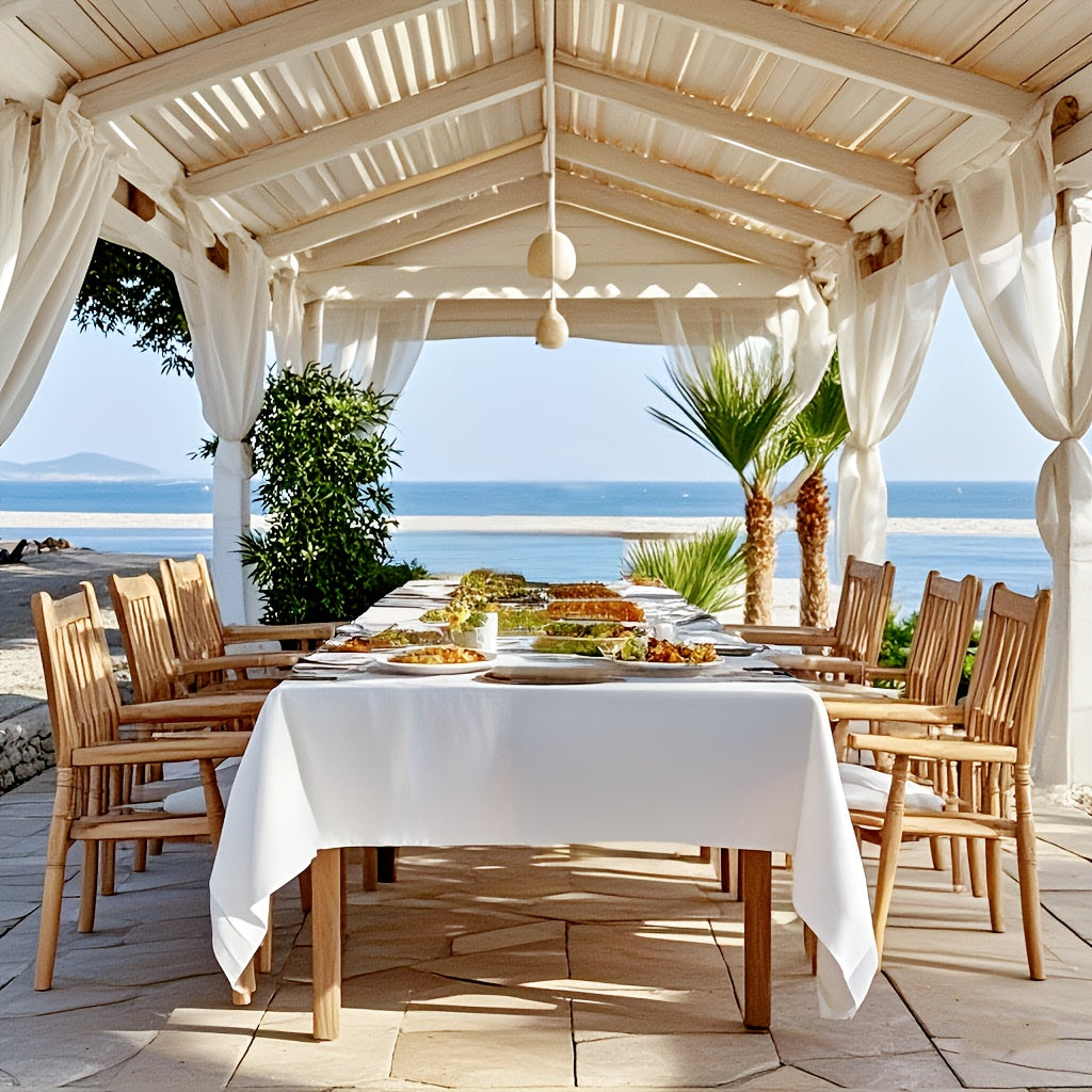 Toalha de Mesa Retangular Branca Elegante - Perfeita para Casamentos, Festas & Eventos ao Ar Livre - Poliéster Durável, Vários Tamanhos Disponíveis