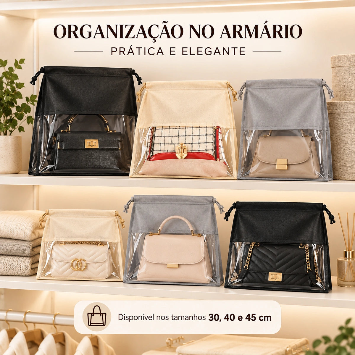 Kit Sacos Protetores com Visor Transparente