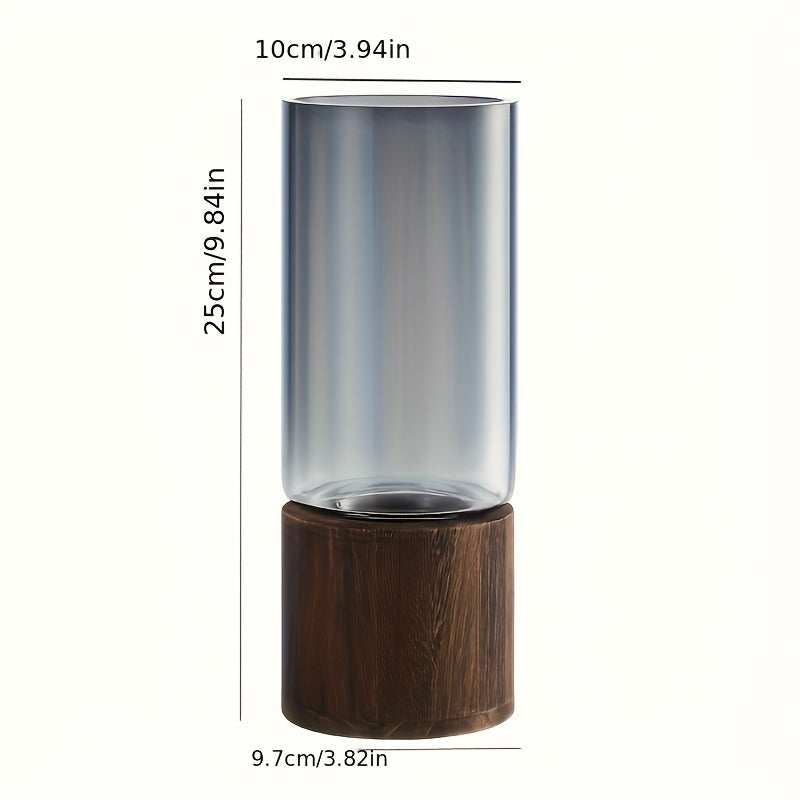 Vaso de Vidro Elegante com Base - Decoração de Casa Minimalista e Moderna para Sala de Estar & Mesa de Jantar, Vidro Transparente & Base, Presente Perfeito para Aquecimento de Casa, Aniversários, Exposição Floral | Detalhe Natural | Vaso com Base, Vasos de Decoração para o Lar