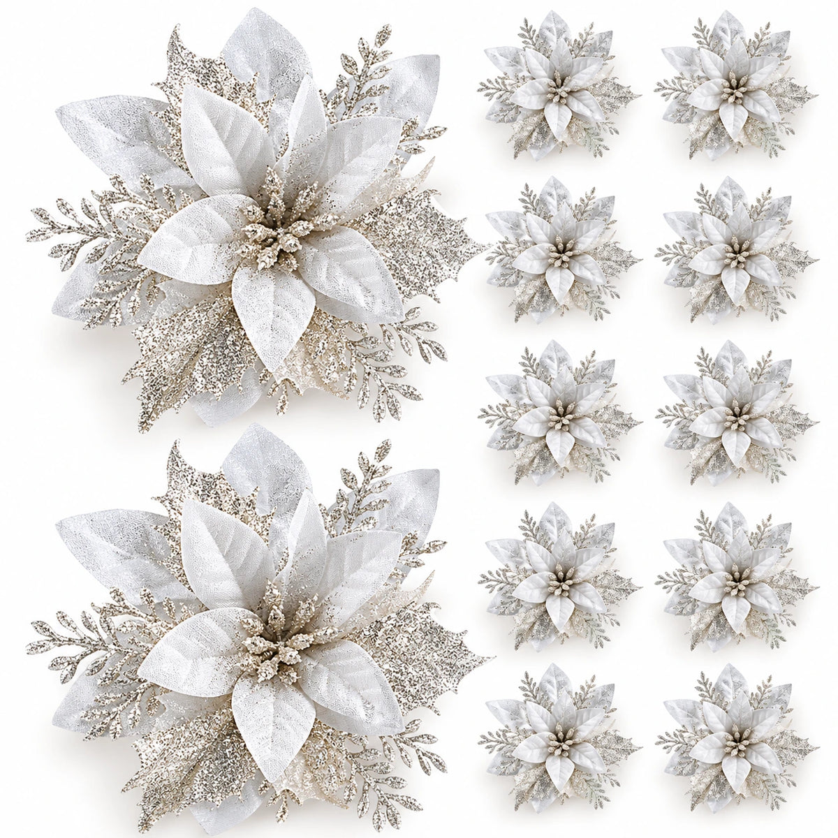 Flores Natalinas com Glitter para Árvore