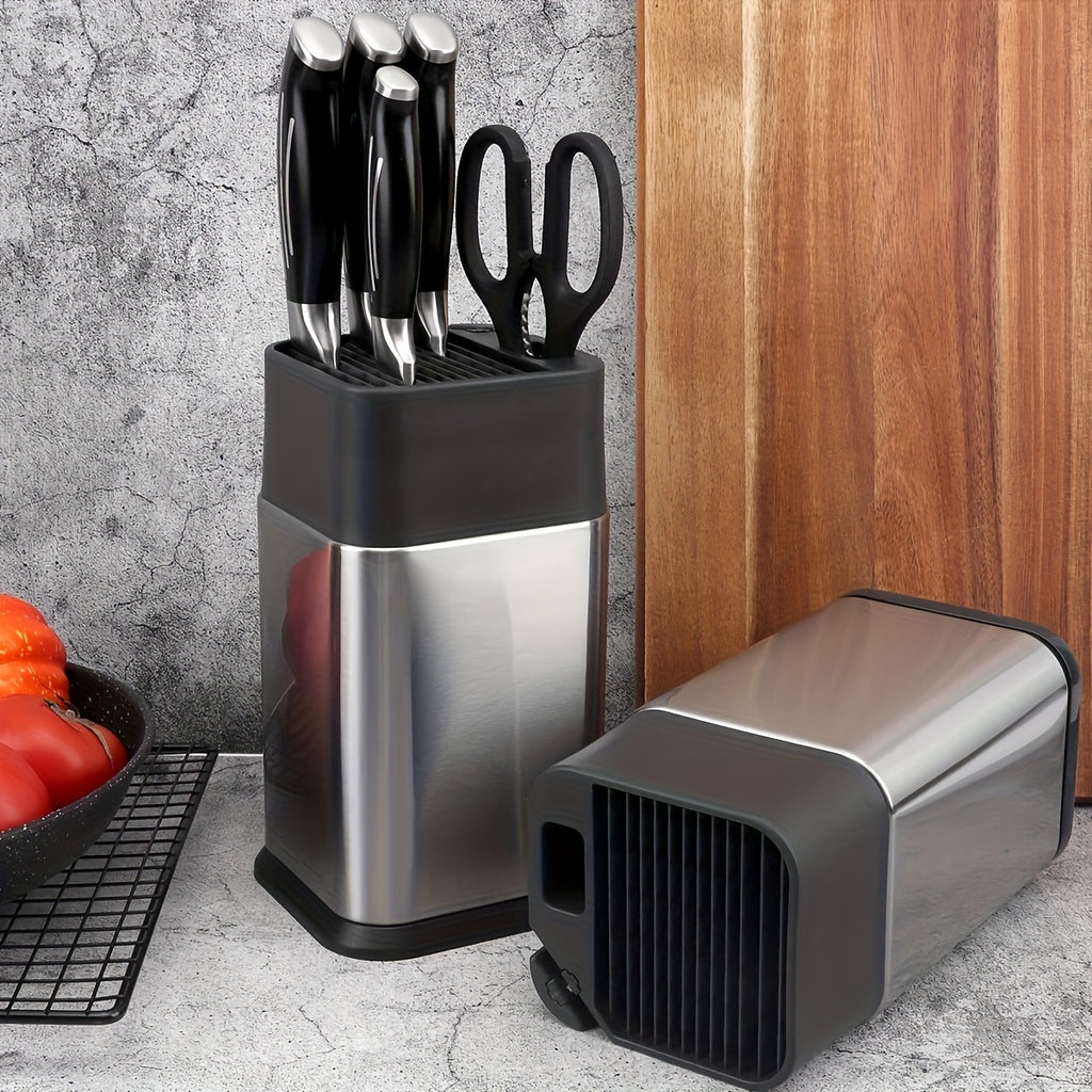 Knife Holder with a Sharpener | Stainless Steel Design Multifunctional Storage Rack for Kitchen | Suitable for Kitchen Knives And Scissors, Non-Slip Knife Storage Rack for Countertops