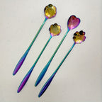 Conjunto de 4 colheres de chá pequenas em formato de flor, colher de café, colher fofa para sorvete e sobremesa, conjunto de talheres em aço inoxidável