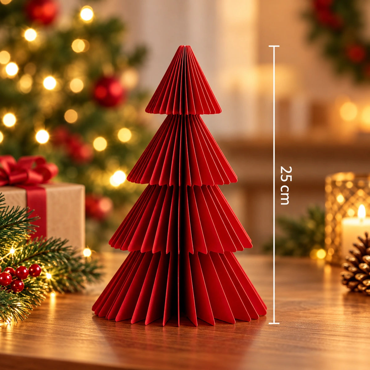 Árvore de Natal 3D em Papel Colmeia Decorativo