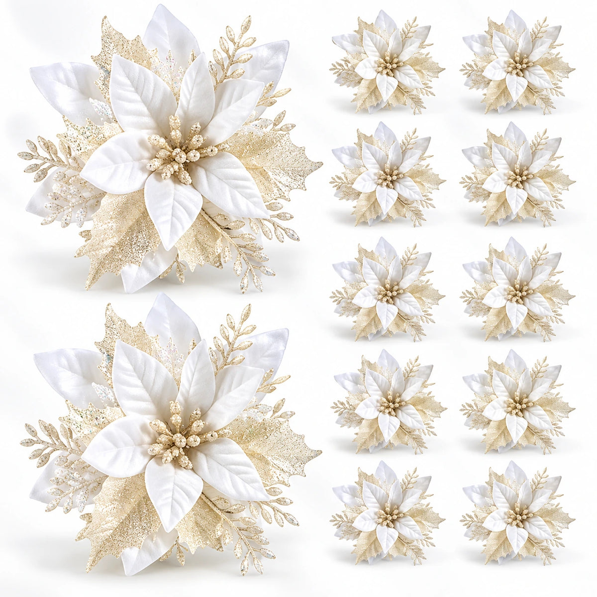 Flores Natalinas com Glitter para Árvore